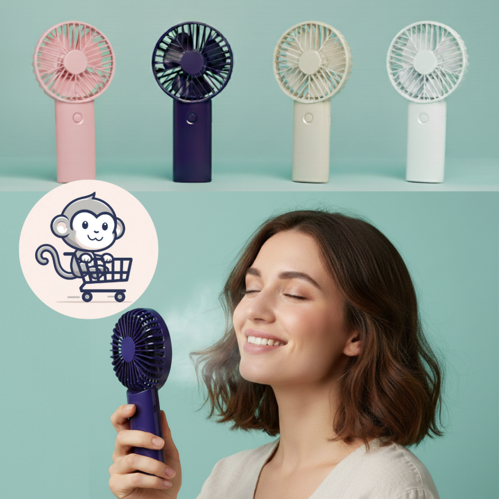 ชาร์จไฟบ้าน พัดลมมือถือขนาดเล็ก พกพาง่าย Mini fan น้ำหนักเบา ทนทาน หัวชาร์จ USB