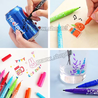 ปากกา Marker 2 หัว กันน้ำได้ ขนาด 1 mm. และ 0.5 mm. เขียนถุงไปรษณีย์ ถุงซิป ถุงใส ไม้ เหล็ก พลาสติก พร้อมส่งจากไทย