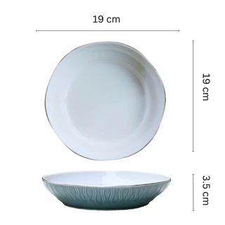 จานกลมเซรามิค 7.5/8/9นิ้ว มี3สี ฟ้า สีเขียว ชมพู จานเวฟได้ อบได้ ล้างเครื่องได้ มินิมอล
