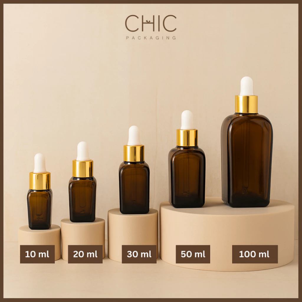 พร้อมส่ง ขวดแก้วสี่เหลี่ยมสีชา 10/20/30/50/100ml จุกดรอปเปอร์ฝาสีทอง ขวดรอปเปอร์ ใส่เซรั่ม ขวดแบ่ง thumbnail 5