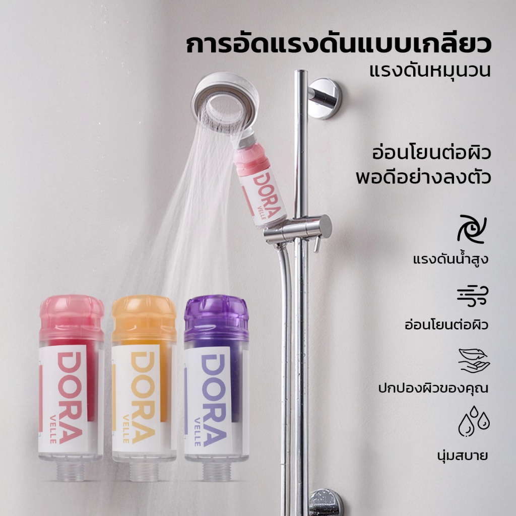DORA Aroma Shower Filter ฝักบัวแรงดัน หอมกลิ่นอโรม่า ผ่อนคลายขณะอาบน้ำ - รูปที่ 2
