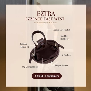กระเป๋าใส่โน๊ตบุ๊ค laptop 13-14” / iPad มีช่องใส่แก้วน้ำ สายสะพายกว้าง นุ่ม สบาย EZTRA EZZENCE EAST WEST