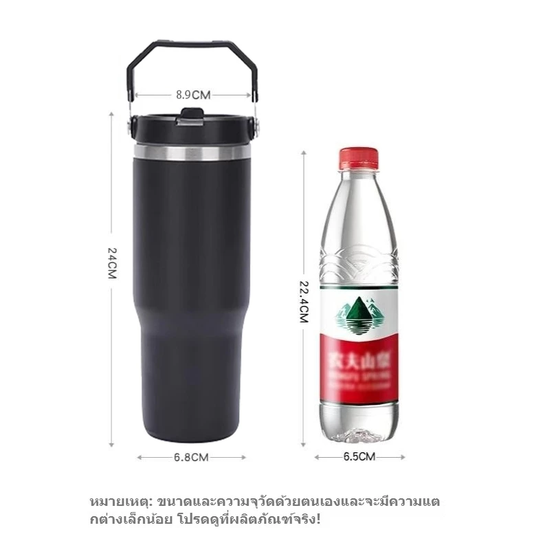 แก้วเก็บความเย็น 890ML 30oz รุ่นมีหูหิ้วมีหลอด เก็บอุณหภูมิร้อน-เย็น สแตนเลส พร้อมหลอด แก้วเยติ กระติ๊ก thumbnail 9