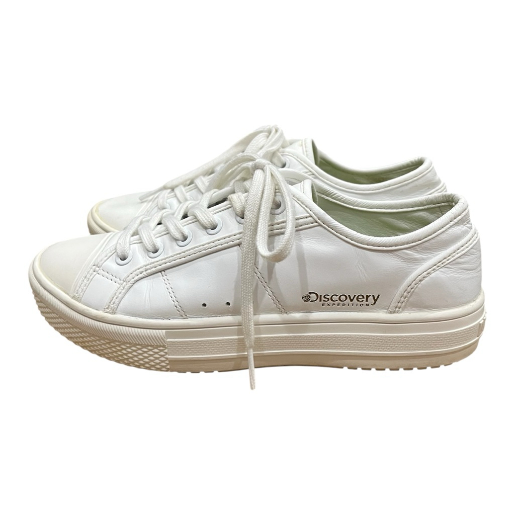 รองเท้าผ้าใบหนังสีขาว แบรนด์ Discovery มือสอง ไซส์ 38/24