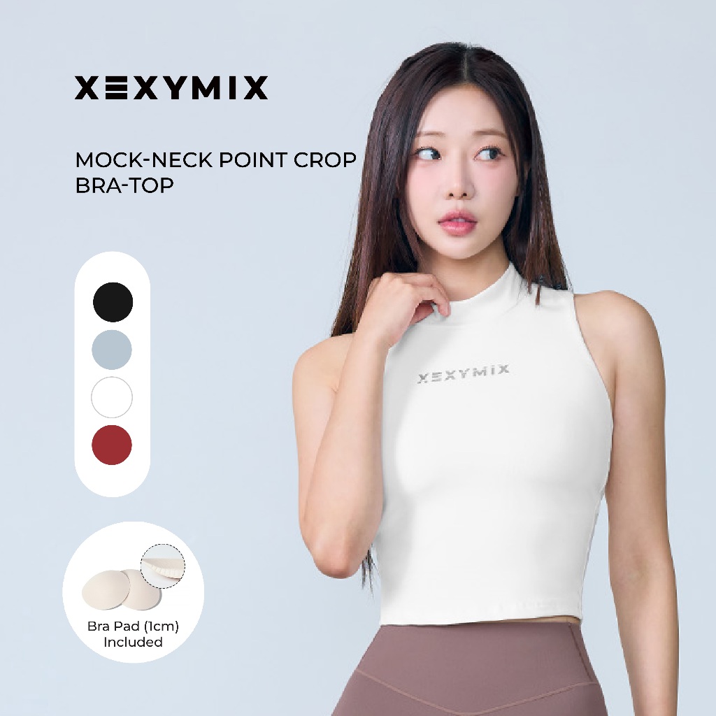 [XEXYMIX] Mock-Neck Point Crop Bra-Top