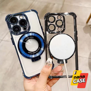 Case เคสมือถือรุ่นVivo Y03 Y03T Y18 Y04(4G) Y29s(5G) Y19s Y29(4G) Y39(5G) Y100 Y200 ใสขอบเงาเลนส์กันกล้อง ขาตั้งแม่เหล็ก