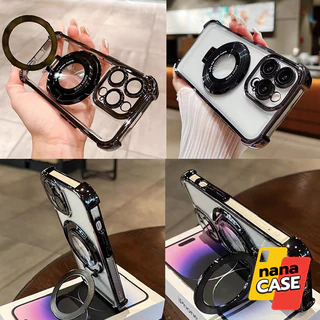Case เคสมือถือรุ่นVivo Y03 Y03T Y18 Y04(4G) Y29s(5G) Y19s Y29(4G) Y39(5G) Y100 Y200 ใสขอบเงาเลนส์กันกล้อง ขาตั้งแม่เหล็ก