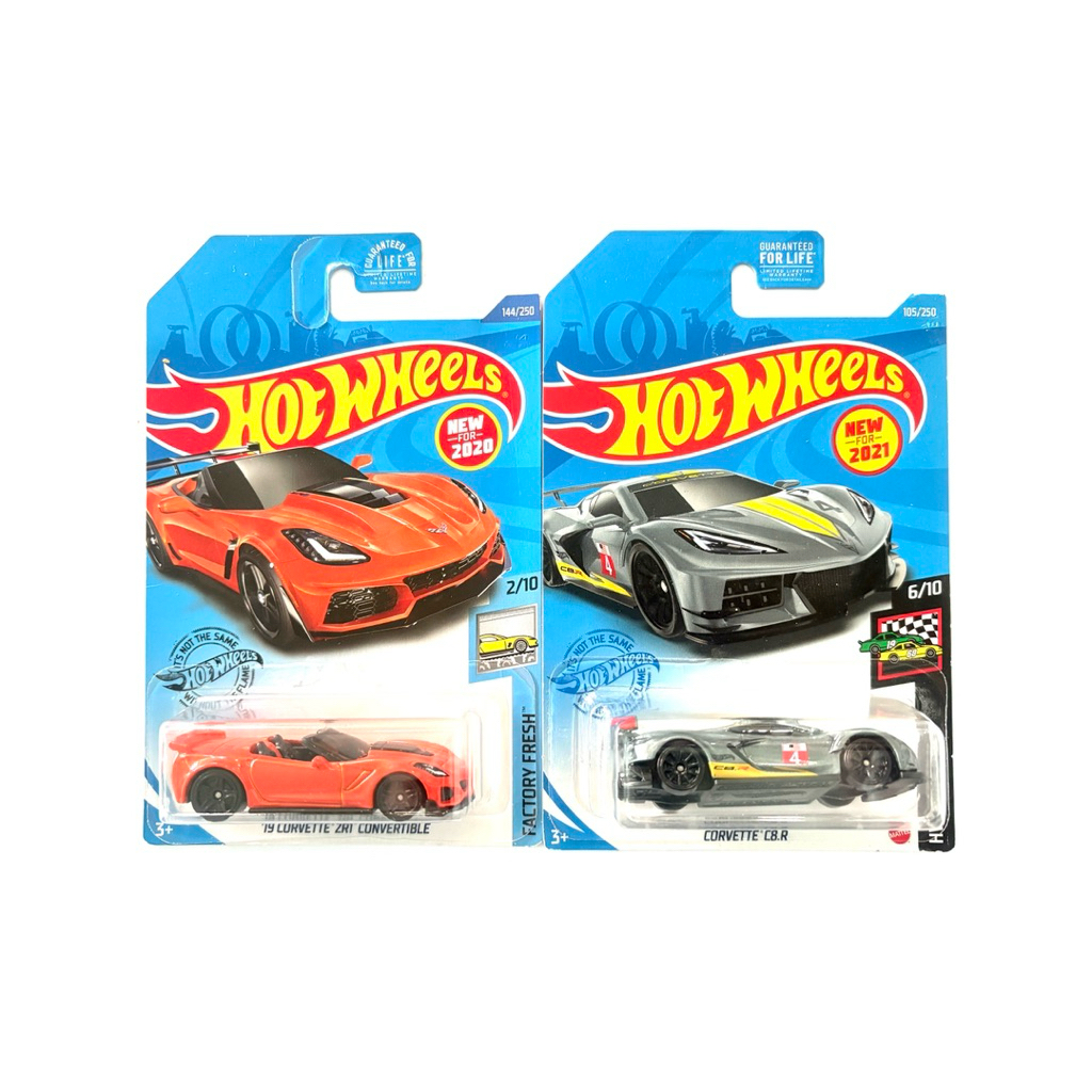 Hot Wheels |’79 CORVETTE ZR1 CONVERTIBLE ~ สีส้ม | CORVETTE C8.R ~ สีเทา |‼️มุมยับ ขอบไม่คม‼️| 🇺🇸แพค