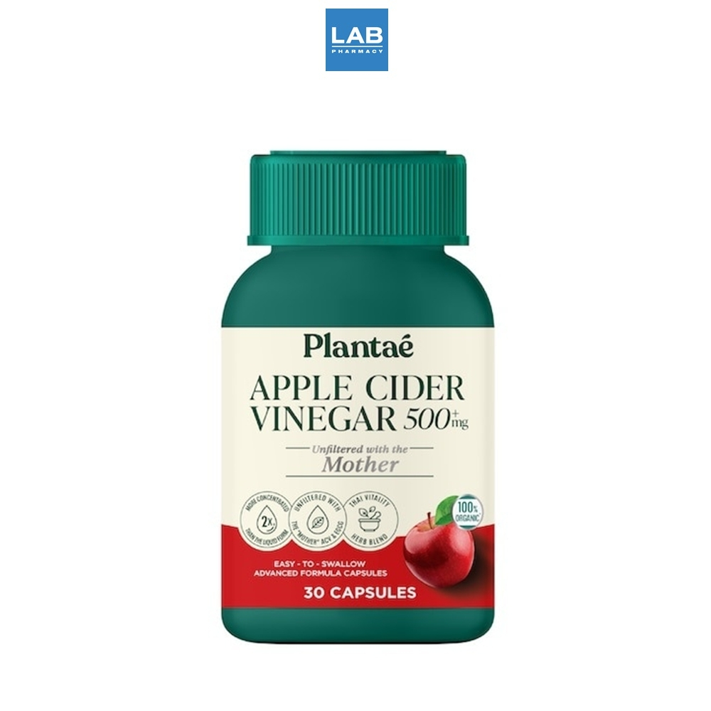 Plantae Apple Cider Vinegar 500+ mg 30 Tablets แพลนเต้ แอปเปิ้ลไซเดอร์เวเนการ์ 30 แคปซูล