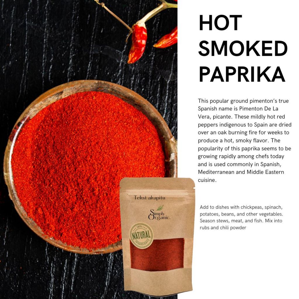 Hot Smoked Paprika 25g – Organic Spicy & Smoky Chili Powder | Natural BBQ & Cooking Spice