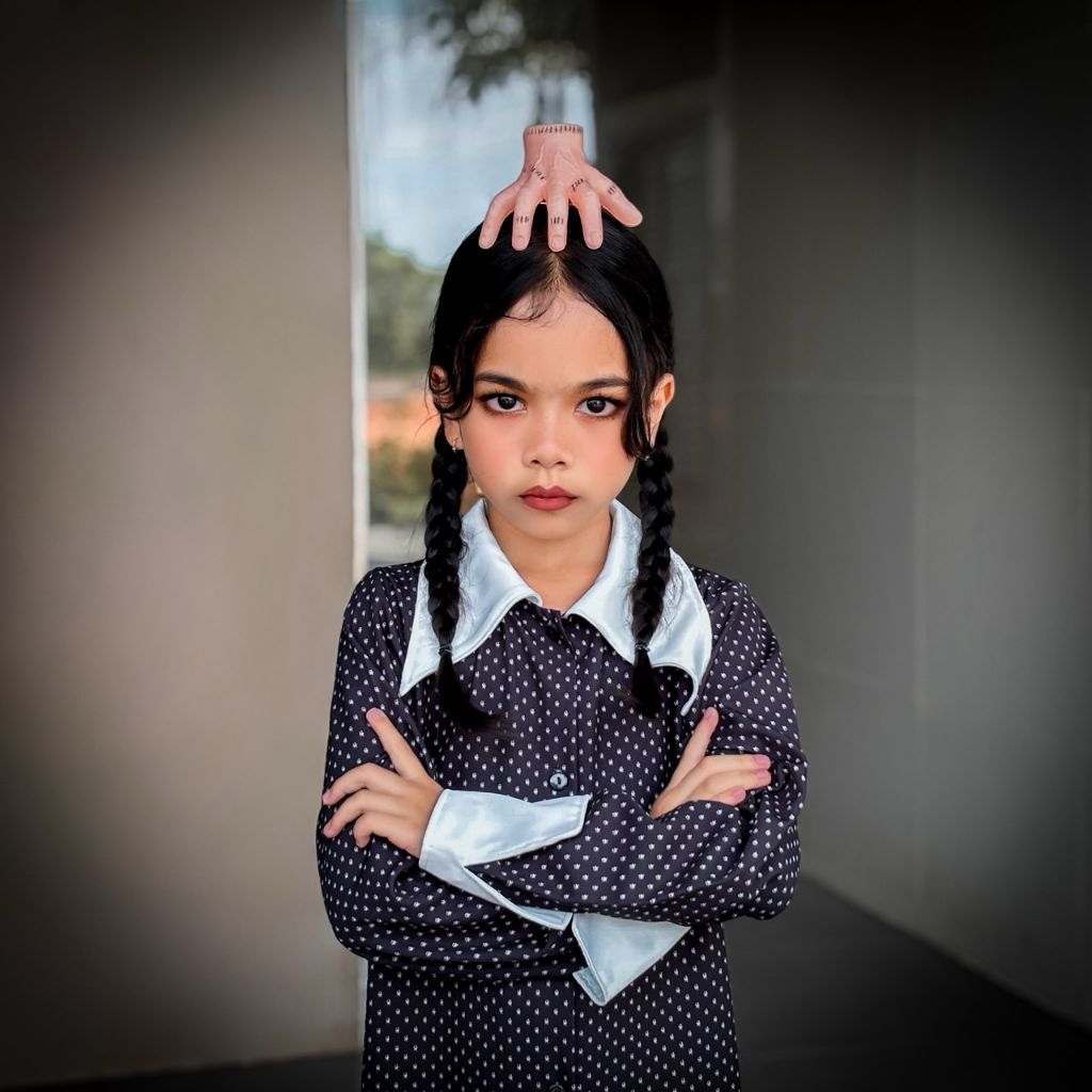 de ชุด wednesday Halloween costume kids ชุดฮาโลวีน แฟนซี