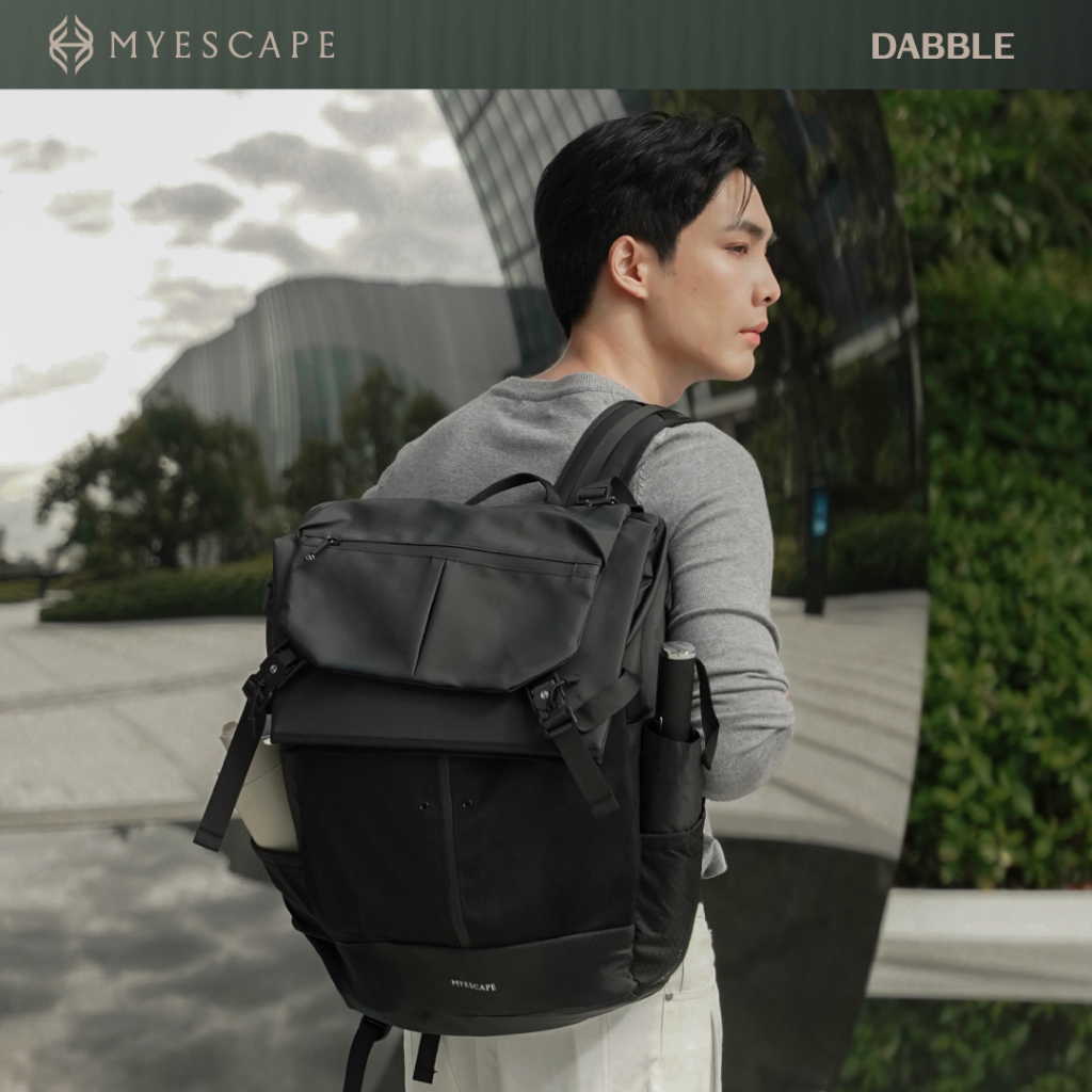 MYESCAPE DABBLE กระเป๋าเป้เดินทาง กระเป๋าเป้สะพายหลัง ขยายความจุ 35% พร้อมช่องใส่โน๊ตบุ๊ค 17 นิ้ว แล