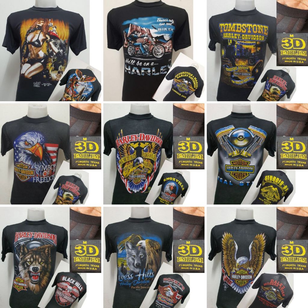 เสื้อยืดฮาเล่ผ้าบาง3D EMBLEM ผ้ามุ้ง เสื้อยืดวินเทจ [S/M/L/XL]