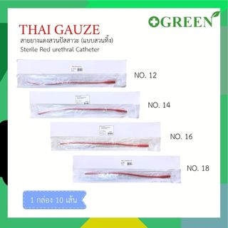 ยกกล่อง THAI GAUZE Red urethral สายสวนปัสสาวะ สายยางแดง แบบสวนทิ้ง