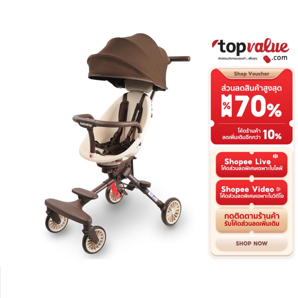 COCOGU รถเข็นเด็ก เข็นได้ 2 ทิศทาง เบาะหมุนได้ 360 องศา พกพาขึ้นเครื่องได้ รุ่น Baobaohao V7