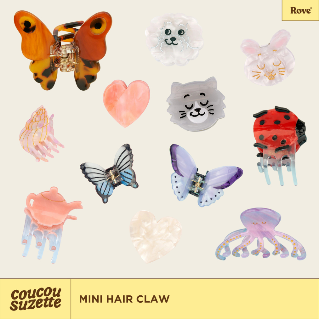 (พร้อมส่ง) Coucou Suzette Mini Hair Claw นำเข้าจากประเทศฝรั่งเศส กิ๊บหนีบผม ลายดอกไม้และสัตว์เลี้ยง ดีไซน์น่ารัก