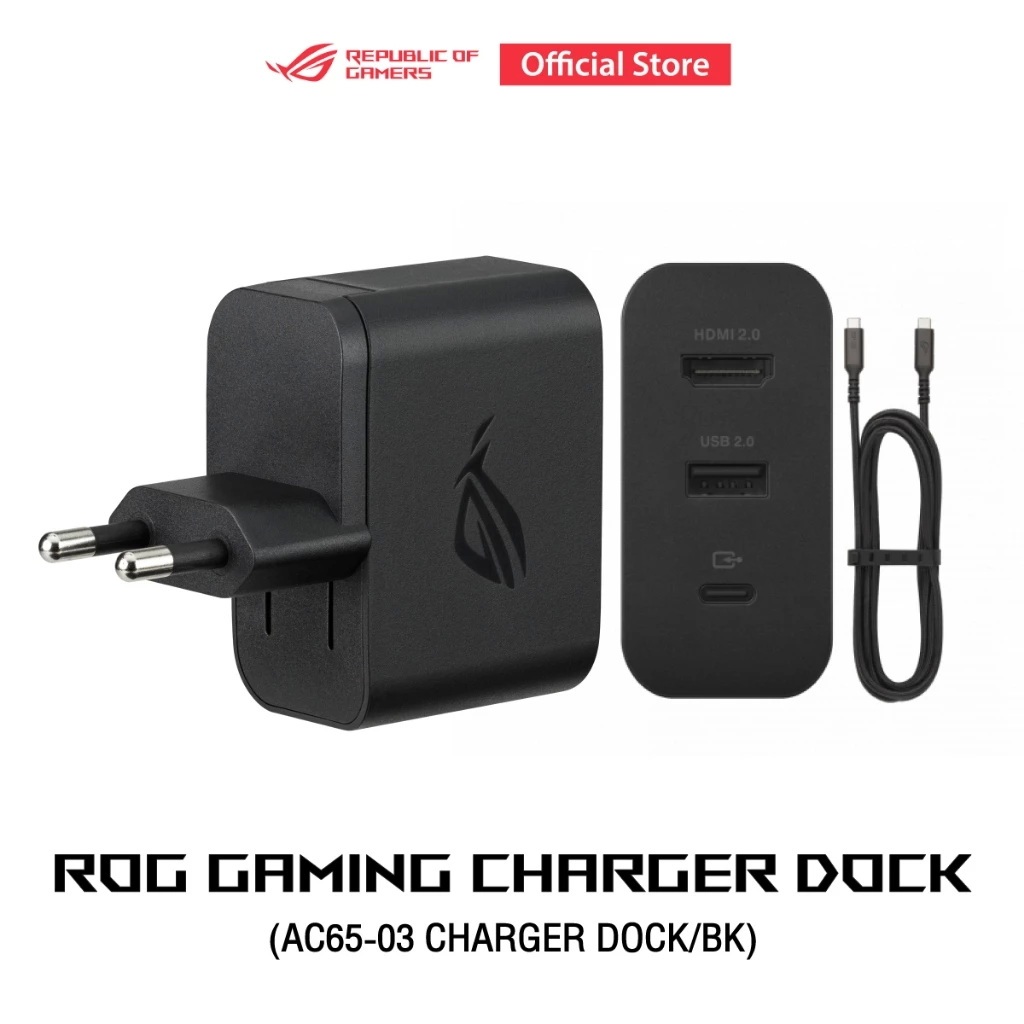 ASUS ROG Gaming Charger Dock (AC65-03) ชาร์จไฟสูงสุด 65W ชาร์จไฟ ต่อจอ ต่ออุปกรณ์ ครบ จบ ในตัวเดียว