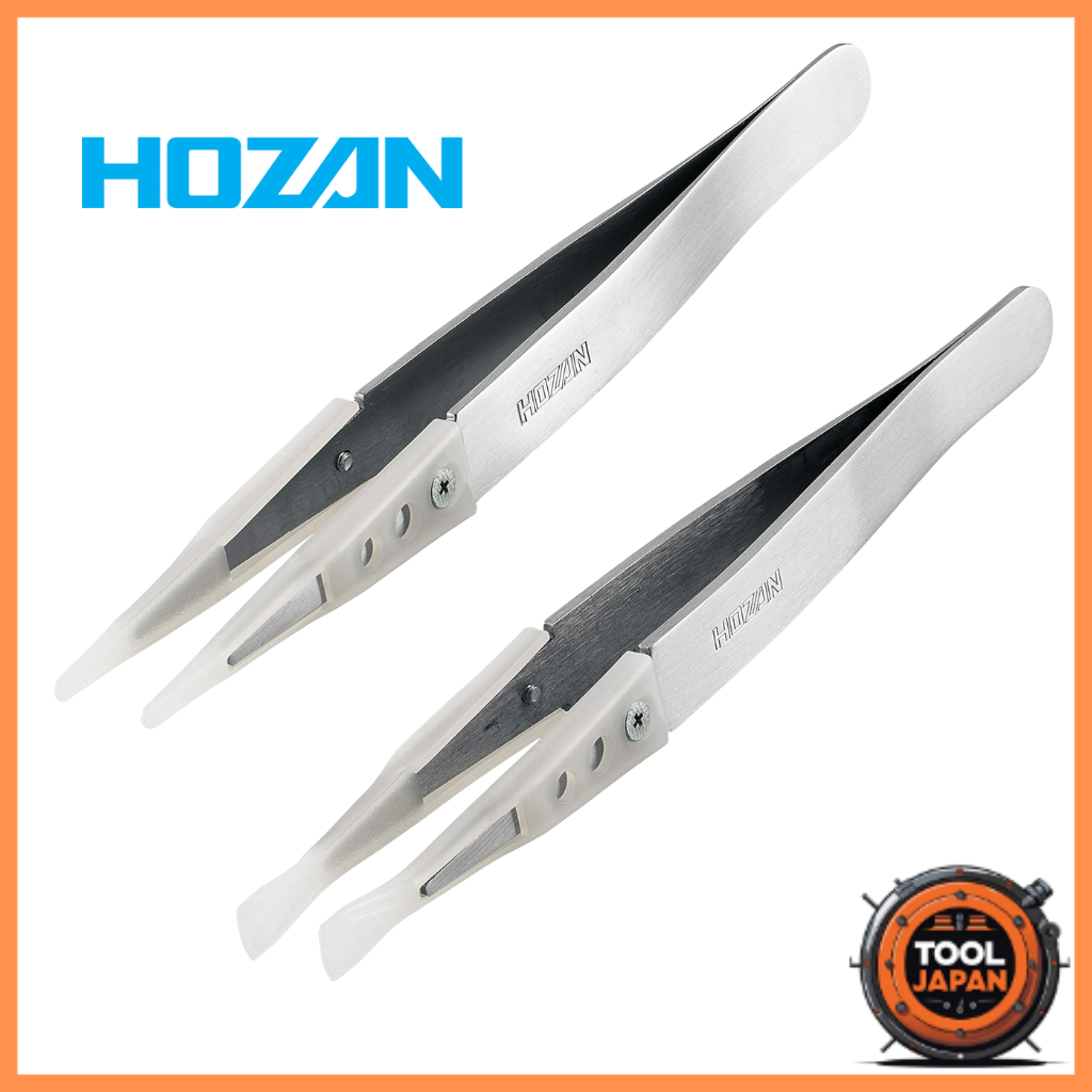HOZAN Non-Stick Chip Tweezers with Various Tip Designs Hozan(โฮซาน)