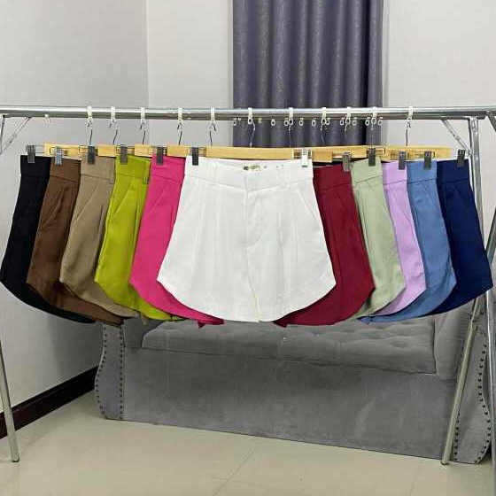 ขาสั้นทรงบาร์บี้ ปลายขาโค้ง กระเป๋า 2 ข้าง (น) S - 3xl