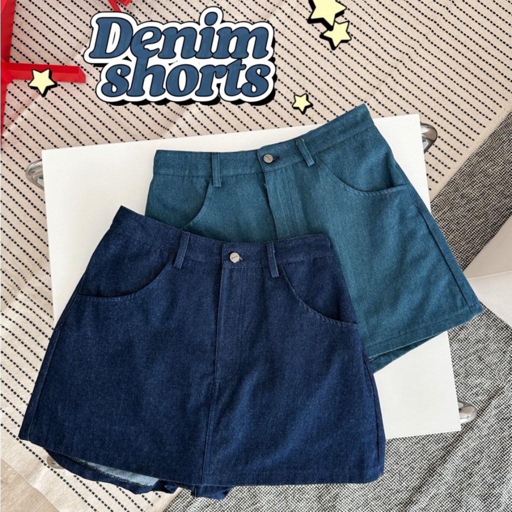 DENIM SHORT  - กระโปรงสั้นด้านหน้า กางเกงด้านหลัง