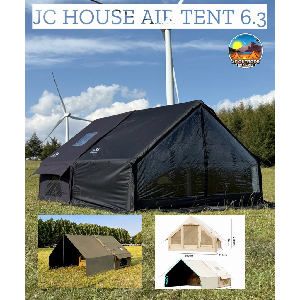 💥พร้อมส่ง รุ่นใหม่ 💥 JC HOUSE AIR TENT 6.3 +7.2เต็นท์เสาลม นอนได้ 4 คน กันฝนกันแดด มีพื้นที่นั่งเล่น