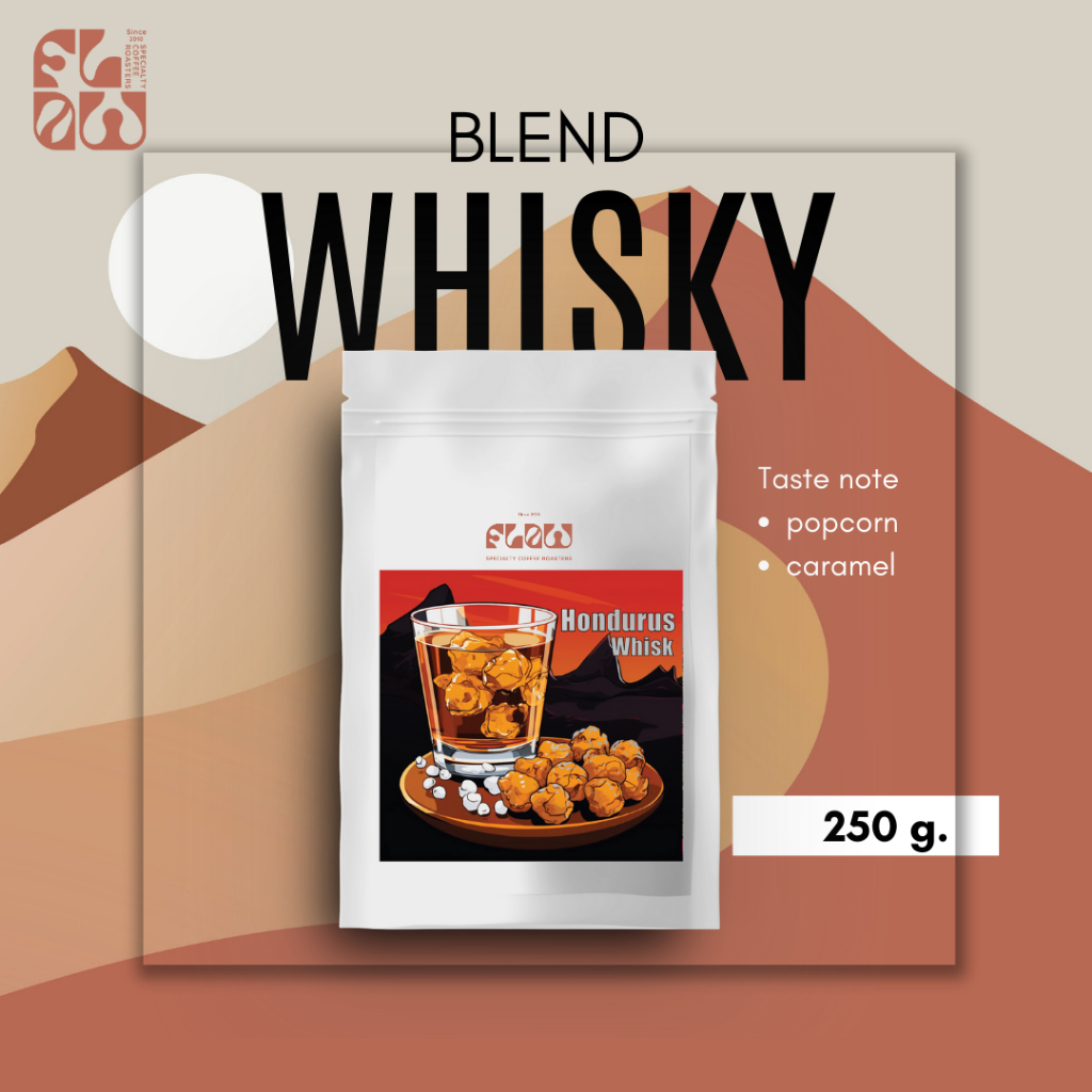 โฟลว์ คอฟฟี่ เมล็ดกาแฟคั่ว [คั่วปานกลาง] WHISKY Blend 250g.