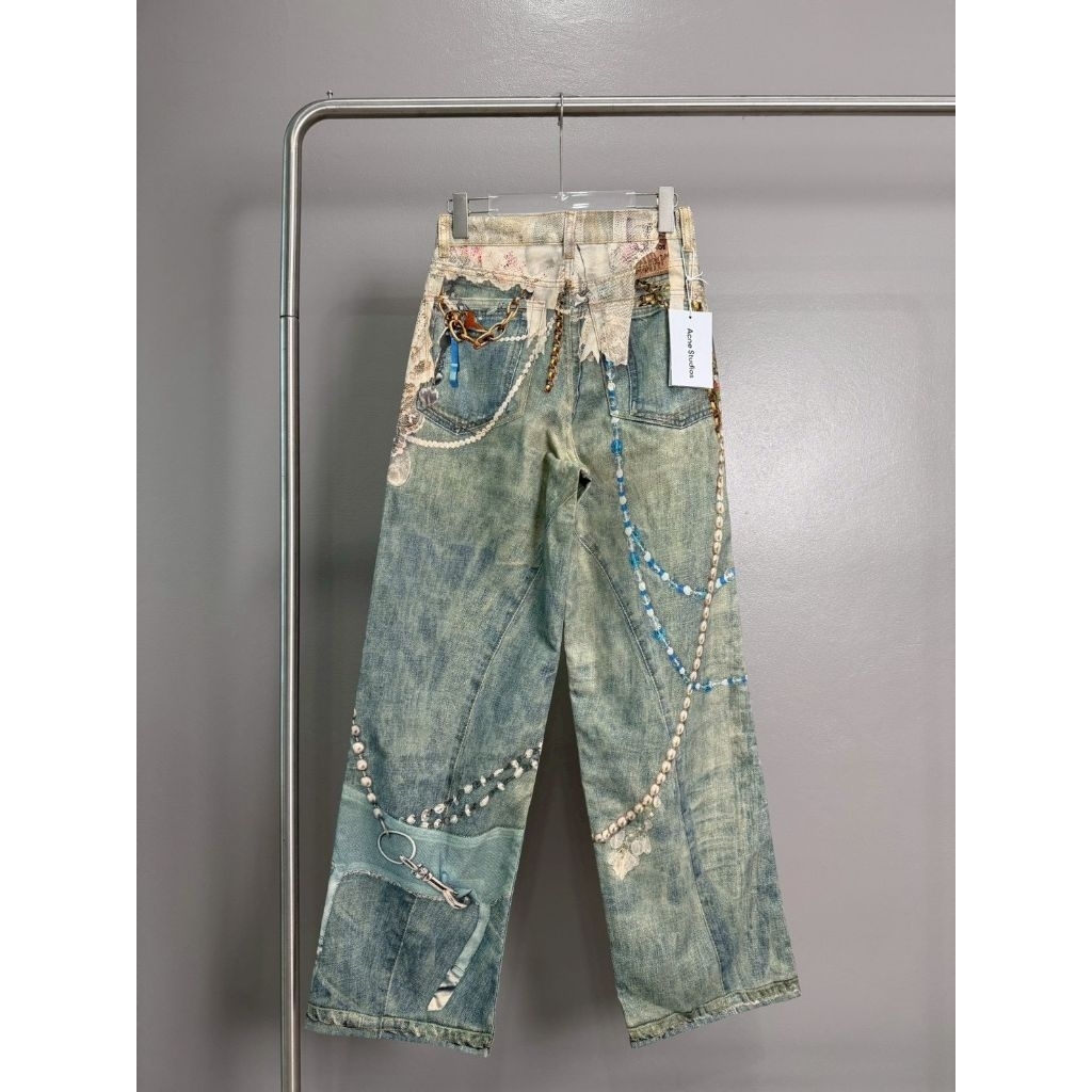 ยีนส์แฟชั่น กางเกงยีนส์พิมพ์ลาย กางเกงยีนส์ Acne Studio กางเกง Denims Acne Studio 1:1 งานเนี๊ยบ