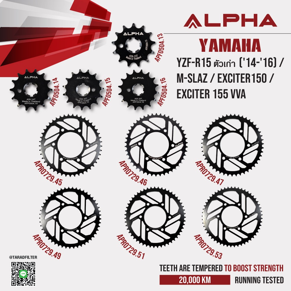 สเตอร์ ALPHA ใช้สำหรับ Yamaha YZF-R15 ตัวเก่า ('14-'16) / M-slaz / Exciter150 / Exciter 155 vva [ APF0504 / APR0729 ]