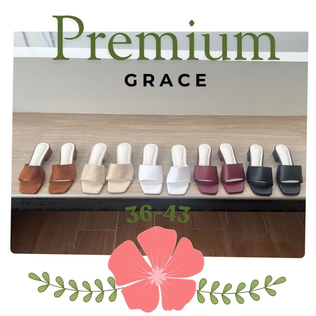 GRACE รุ่นคาดนิ่มกันลื่น*PM*ส้น 1.25 นิ้วและ 2.5 นิ้ว มียางกันลื่น ไซส์ 36-43