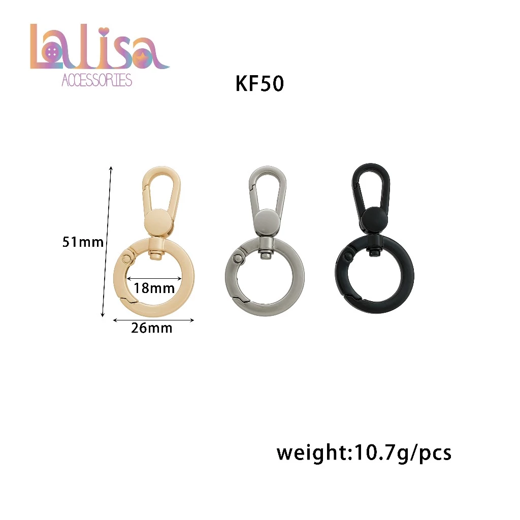 ตะขอหมุนได้หมุนเลย ฮาร์ดแวร์ พวงกุญแจ ตะขอคอหมาทรงกลม alloy dogclip KF50
