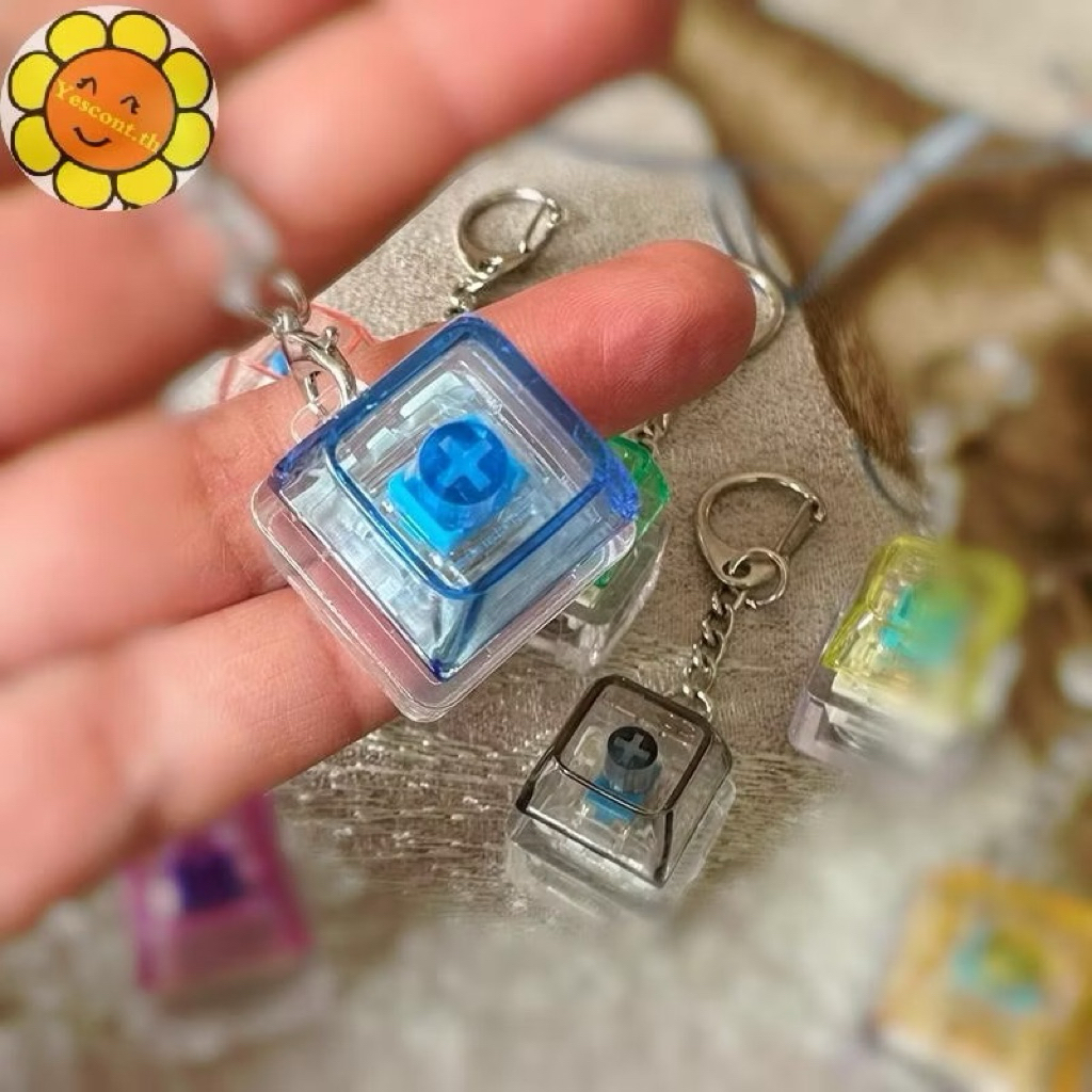 คีย์แคป มีไฟ fidget พวงกุญแจคีย์บอร์ดจิ๋ว 1 ปุ่ม