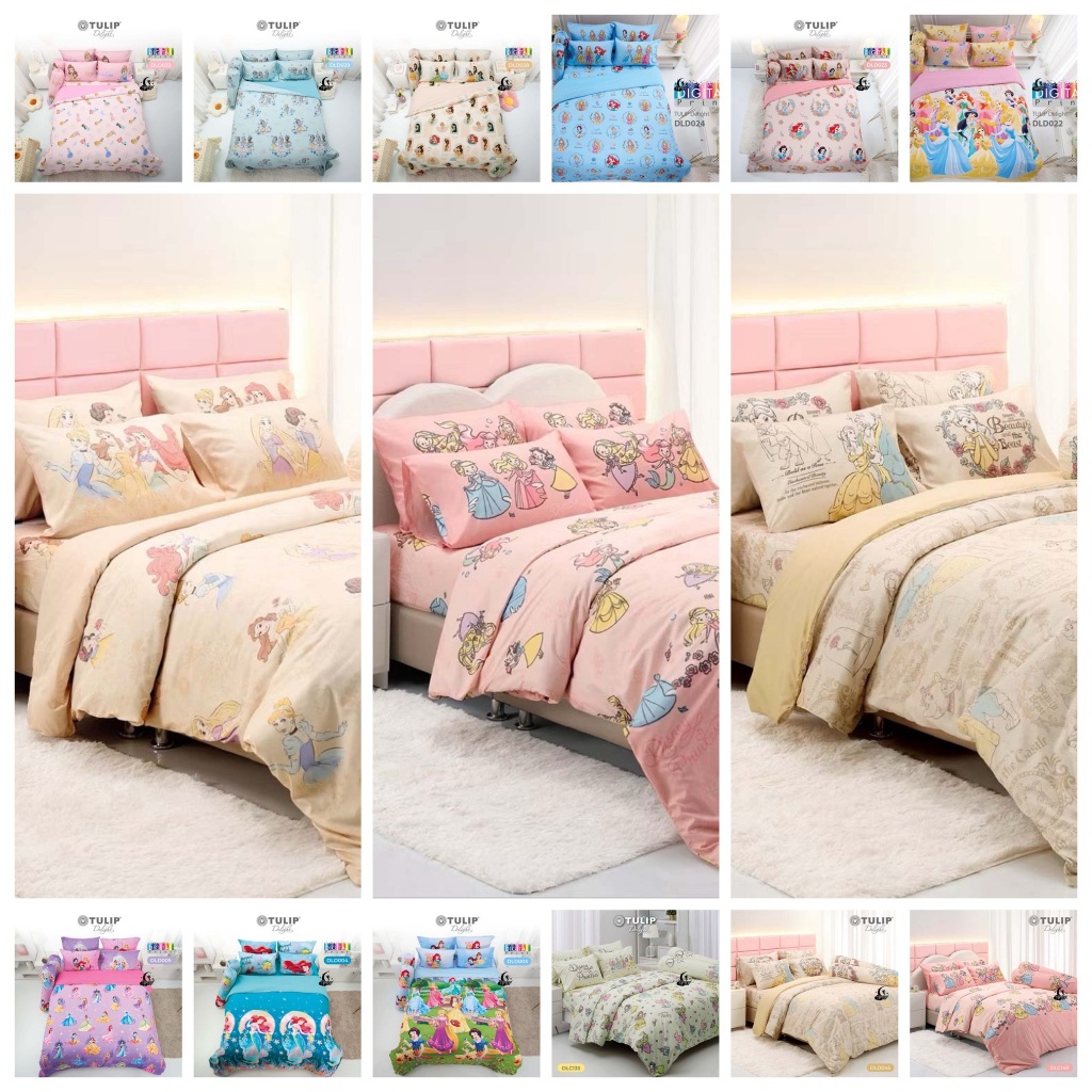 Tulip Disney ผ้าปูที่นอน 3.5/5/6 ฟุต + ผ้านวม Digital Print ลายเจ้าหญิง Princess ลิขสิทธิ์แท้ดิสนีย์