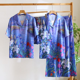 ชุดนอน Muslin Pajamas Silk Satin รุ่น Garden of Monet (N5168…