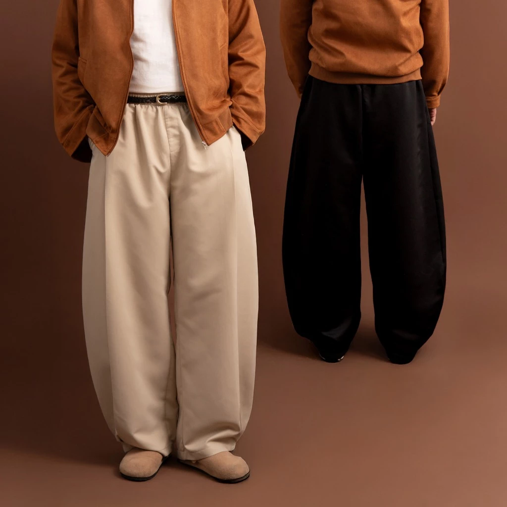 THOUGHT.BKK - Empire Waist Urban Pleat Pants กางเกงทรง Baggy กางเกงขายาว