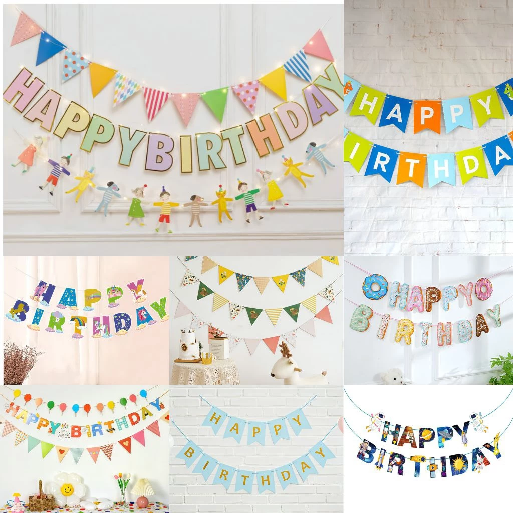 ธงวันเกิดHappy birthday ธงHappy newyear ธงตกแต่งปาร์ตี้หลายแบบชุดที่1/1 พร้อมส่ง