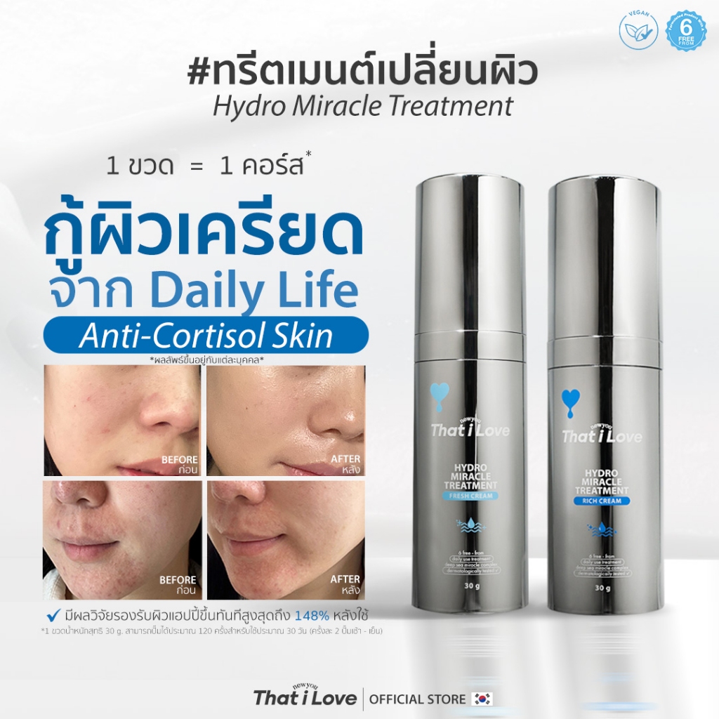 1 ขวด=1 คอร์ส #ทรีตเมนต์เปลี่ยนผิว 3 มิติ | Hydro Miracle Treatment สูตร Fresh Cream & Rich Cream