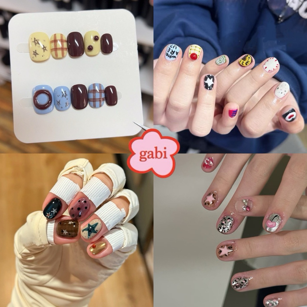 [พร้อมส่ง] Gabi เล็บเจลแฮนด์เมด 10 ชิ้น เล็บสายแฟ ใช้ซ้ำได้ อะไหล่สวย ฟรีกล่องเก็บและอุปกรณ์พร้อมติด 159 บาท