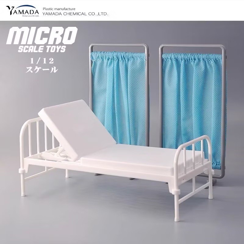 [สินค้าพร้อมส่ง] เตียงพยาบาลจิ๋ว เตียงโรงพยาบาล ปรับเอนได้ สเกล 1/12 โมเดลจิ๋ว เฟอร์นิเจอร์จิ๋ว
