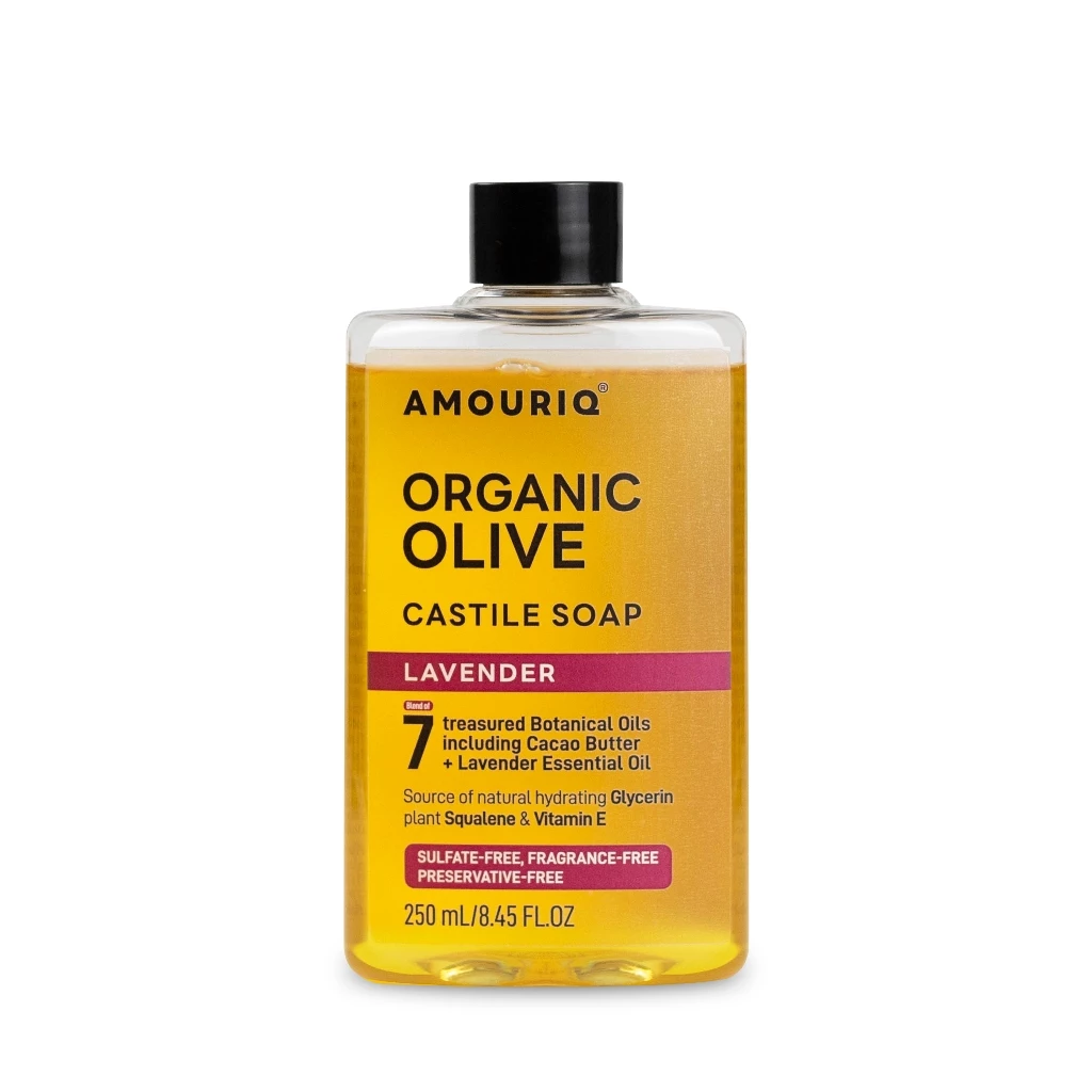 AMOURIQ Organic Olive Castile Soap อมอริค คาสทีลโซพ สบู่เหลวแท้ น้ำมันมะกอกออร์แกนิก ผิวชุ่มชื้น ลดผิวแห้ง