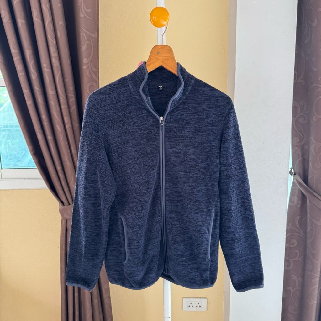 ☑️ Uniqlo jecket  fleece สีน้ำเงินกรม