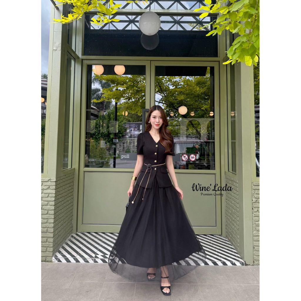 ชุดเรียบสวย ชุดไปงานสีขาว สีดำ Winelada - รูปที่ 2