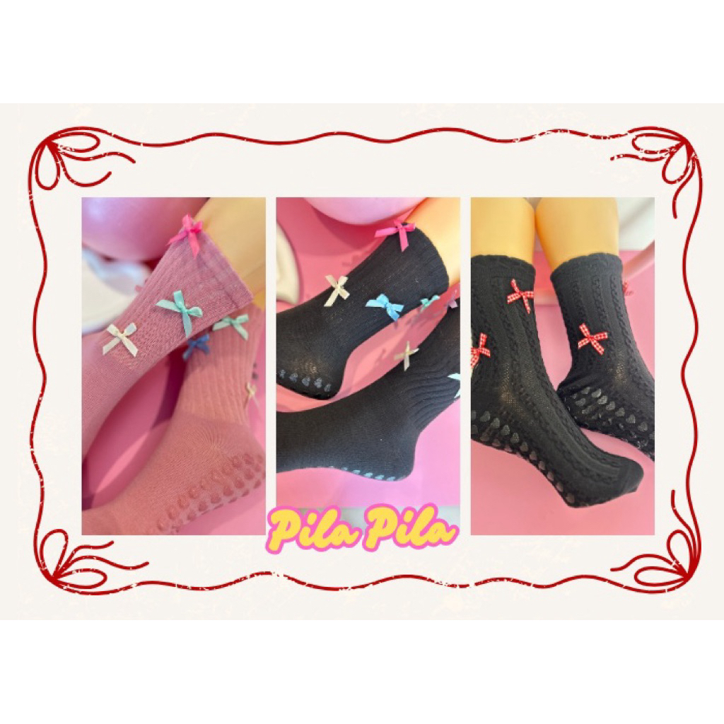 Pila Pila pilates Sock ถุงเท้าพิลาทิส โบว์ series มีกันลื่น