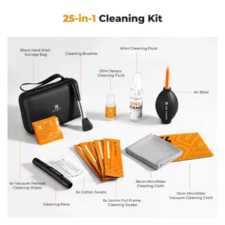 K&F 25in1 Camera Lens Cleaning Kit ชุดทำความสะอาดกล้องพร้อมเซตทำความสะอาดเซนเซอร์ APS-C / Full Frame
