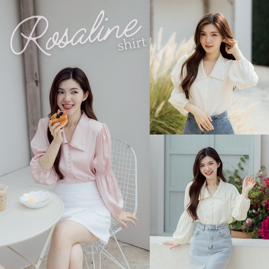 Onceandtwice | Rosaline Shirt🌸 เสื้อเชิ้ตแขนยาว เสื้อเชิ้ตลูกคุณหนู ดีเทลจั๊มแขน ผ้าซาติน เนื้อนุ่มลื่นใส่สบาย