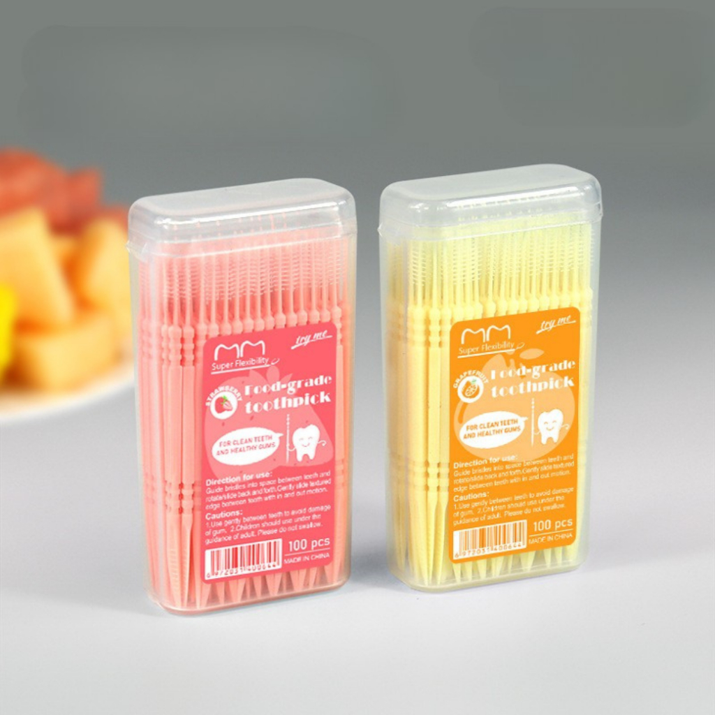 ไม้จิ้มฟัน แบบ2หัว จิ้มฟันและดึงเศษอาหาร ไม้แคะฟัน ด้ามพลาสติกทำความสะอาดฟัน 100ชิ้น /กล่อง ซอกซอนสะอาด พร้อมส่ง ร้านไทย - รูปที่ 4