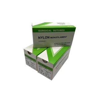Nylon ไหมเย็บแผลชนิดไม่ละลาย No 3/0 No4/0 No 5/0 ราคาต่อกล่อง (12ชิ้นต่อกล่อง)