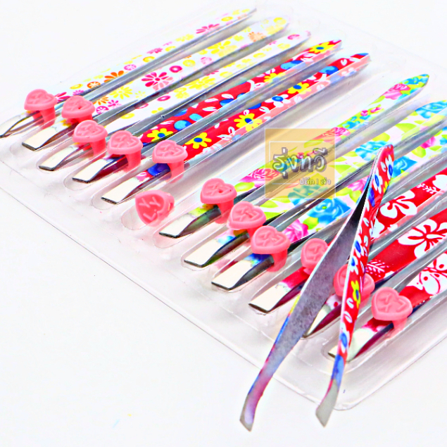 รวม แหนบ พิมพ์ลาย ปากเฉียง -ปากตรง - ตราผึ้ง -แหนบ 209 YILIYA (12อัน)  💗 แหนบลาย - รูปที่ 5