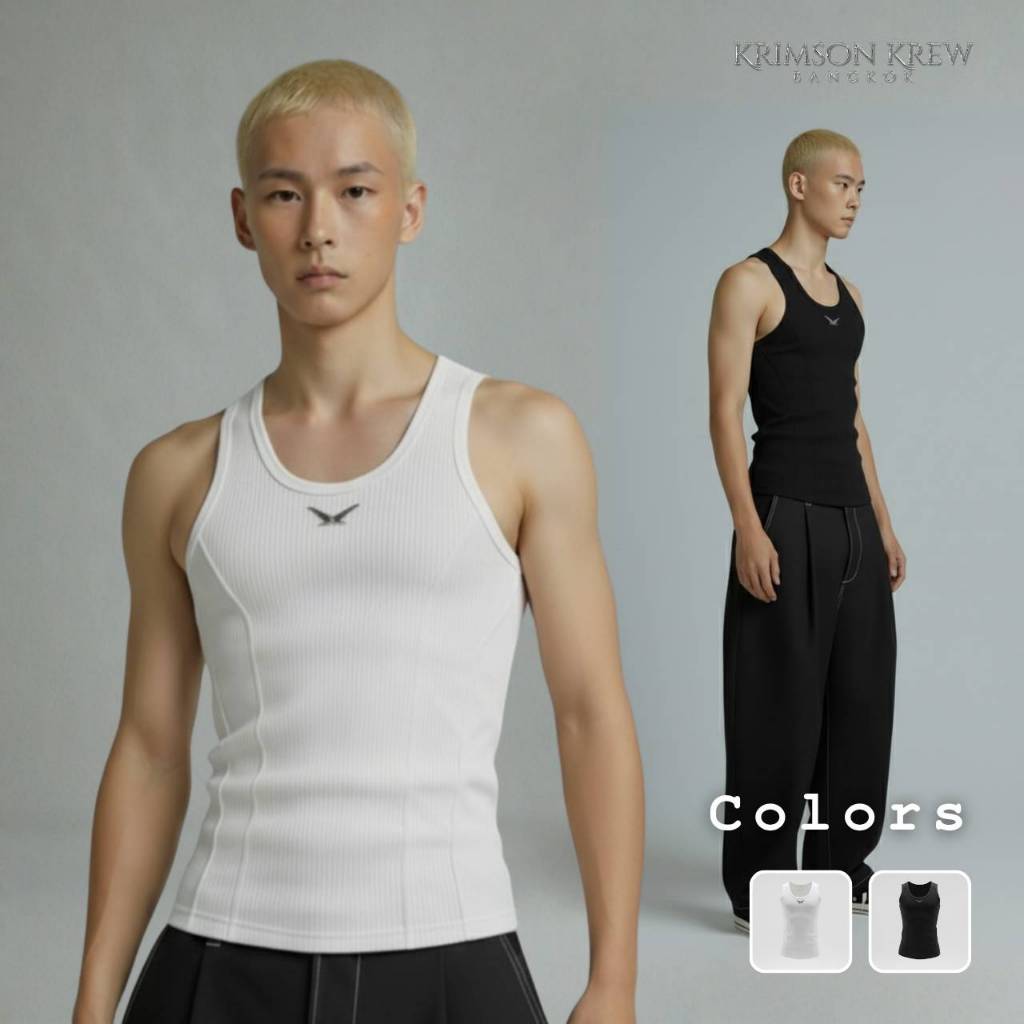 เสื้อกล้ามทรงเข้ารูป [รุ่นโลโก้โลหะ ] Core Fit Tank Top By Krimson krew  เสริมลุคให้ดูเท่ ฟิต และมั่นใจ เข้ารูปสวย