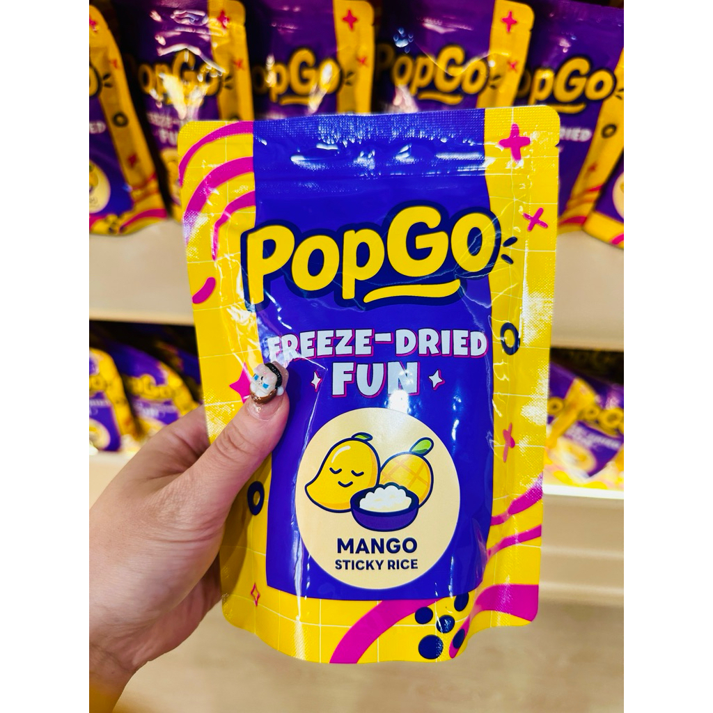 PopGo Freez dried Fun mango sticky rice ข้าวเหนียวมะม่วงฟรีสดราย35g💙