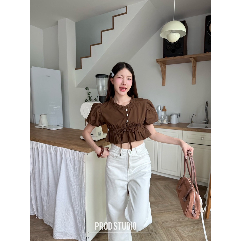 Prod studio เสื้อแขนบอลลูนคอระบาย เอวรูดได้ - รูปที่ 2